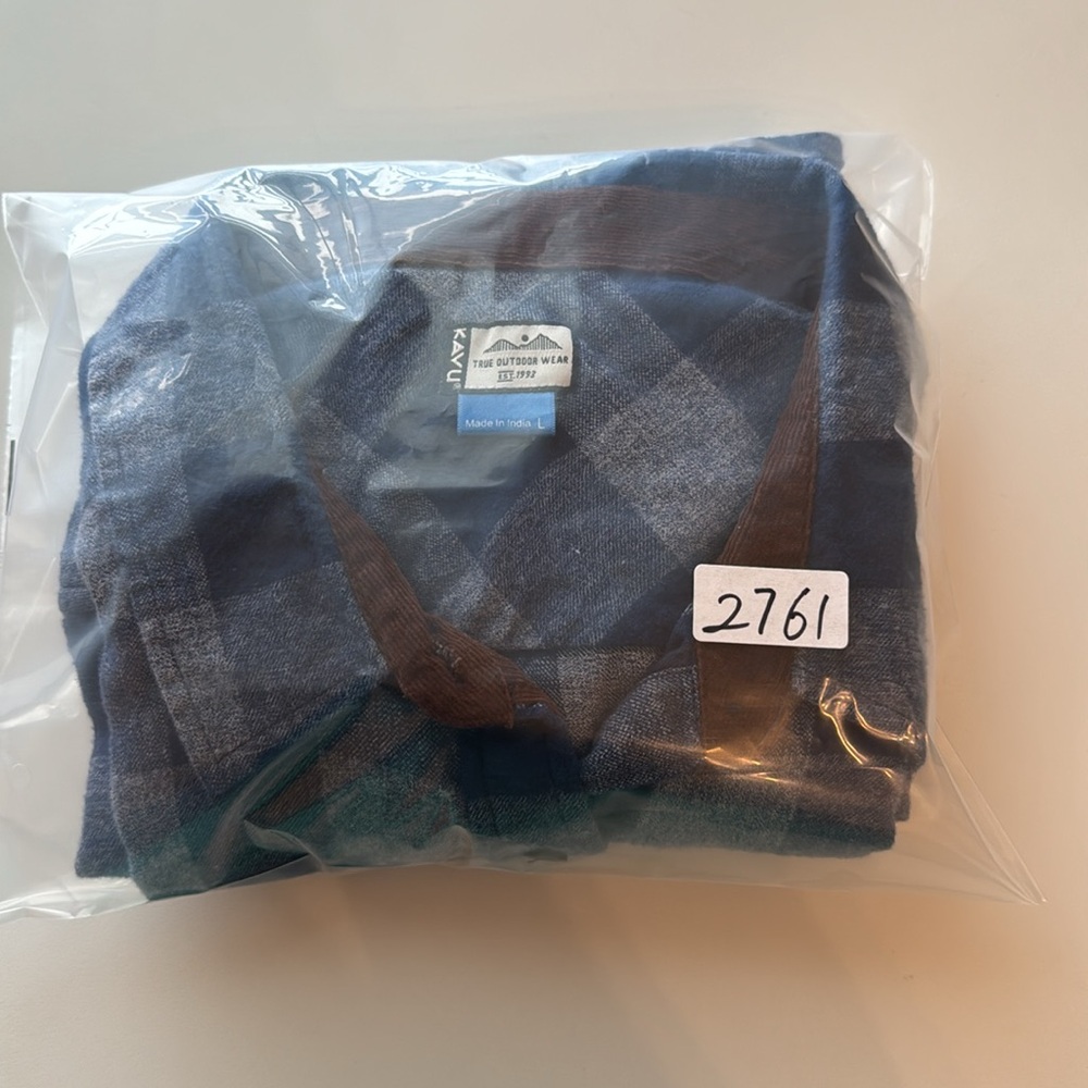 KAVU Billie Jean Shirt Long Sleeve Flannel Button Down Shirt Top Size L - Picture 13 of 13